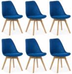CHAIRS-ON 6 scaune bucătărie-living catifea albastru