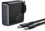 JOYROOM Incarcator de retea JR-TCG05UK GaN charger UK 140W 3x USB-C USB-A, USB-C, USB-C cable 240W Negru - vexio