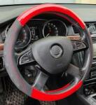  Műbőr kormányvédő 38cm fekete-piros (203-9) (203-9)