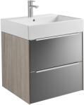 Roca Inspira Unik 60x50 cm mosdószekrény 2 fiókkal mosdóval, texturált városi tölgy/sötétített tükör A851075403 (A851075403)