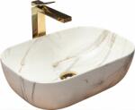 Rea Belinda Marble 46x32 cm pultra ültethető mosdó, fehér REA-U6596 (REA-U6596)