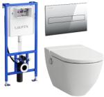 Laufen Naiva okos wc szett, matt fehér wc csésze fényes króm nyomólappal SZP-LA17, (H8206017570001, H8946660000001, H8956610040001) (SZP-LA17)