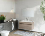 Savinidue Bogota 90cm-es 1 fiókos fürdőszobaszekrény füstölt tölgy + mosdó - smartbutor