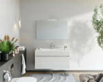 Savinidue Bogota 100cm-es 1 fiókos fürdőszobaszekrény fehér tölgy + mosdó - smartbutor