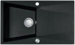 Laveo SRG_711T - LAVEO Grenada gránit mosogató dugókiemelővel 780X480 szemcsés fekete (SRG_711T)