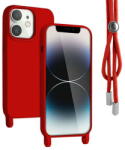Lemontti Husa Lemontti Husa Silicon cu Snur iPhone 12 / 12 Pro Rosu (protectie 360°, material fin, captusit cu microfibra) (LEMHSCSIXIIR) - pcone