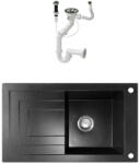 NERO Cortina Gránit mosogató + dugóemelő (fekete) - miniwebshop