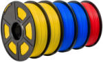 SUNLU Set format din 2 Role filament Galben, 2 Role filament Albastru si 1 Rola filament Rosu, PLA, 1.75 mm, Sunlu (SET5-2GAL-2BLU-1RED)