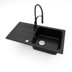 NERO Malta + kihúzható zuhanyfejes Duo-Flex csaptelep + dugóemelő (matt fekete)