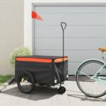 vidaXL fekete-narancssárga vas kerékpár-utánfutó 45 kg (94110) - pepita