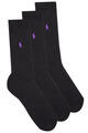 Ralph Lauren Zoknik ASX91-MERCERIZED-SOCKS-3 PACK Fekete 43 / 46