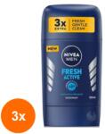 Nivea Men Fresh Active 48h deo stick 3x50 ml