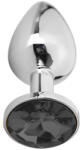 X Fun Метално дилдо Butt Plug "SILVER CRYSTAL BLACK" 7 см. Размер-S