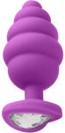 Ouch! Анален Butt Plug Медицински силикон с бижутерия "RIBBED DIAMOND PURPLE" 7 см