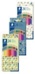 STAEDTLER Színes ceruza készlet, hatszögletű, vegyes mintájú csomagolás, STAEDTLER "175", 24 különböző szín (TS175PMCD24) (TS175PMCD24)