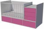  Gina Duo 4in1 baba kombi kiságy 120×70 cm - Fehér/rózsaszín
