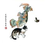 Solyomshop Macska játszik pillangóval luffaállvány alatt