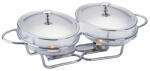Bohmann Chafing dish dublu / Vase termorezistente cu incalzitoare, 3 litri, capac si suport otel inoxidabil (BH 2012-30 CG) Tava