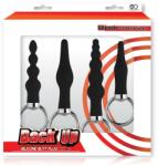 NMC Kit Dopuri Anale Silcon Cu Inele Metalice Back Up, Negru, 4 Buc