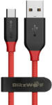 BlitzWolf Cablu pentru incarcare si transfer de date BlitzWolf BW-MC4, USB/Micro-USB, Quick Charge 3.0, 2.4A, 1m, Rosu