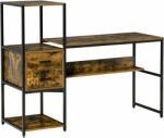 HomCom Íróasztal, Homcom, forgácslap/fém, 140 x 50 x 110 cm, barna/fekete (836-479BN)