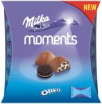 Milka Moments Oreo alpesi tejcsokoládé tejes krémtöltelékkel és kakaós kekszdarabokkal 11 db 92 g - innotechshop