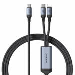 JOYROOM 2in1 USB-C - USB-C + Lightning Speedy Kábel - 1.5m 100W - Fekete (SA21-1T2)