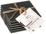 Secret De Gourmet Set 6 suporti cani si pahare, ardezie, gri, 10 x 10 cm Pahar