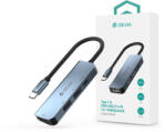 DEVIA USB Type-C - 2xUSB 3.0 + PD + HDMI elosztó/adapter - Devia Leopard 4in1 Hub (Updated) - szürke