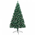 vidaXL Zöld PVC megvilágított fél műkarácsonyfa állvánnyal 120 cm (3077391)