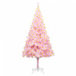 vidaXL Rózsaszín PVC megvilágított műkarácsonyfa állvánnyal 210 cm (3077414)