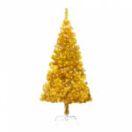 vidaXL Aranyszínű PET megvilágított műkarácsonyfa állvánnyal 150 cm (3077432)