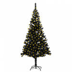 vidaXL Fekete PVC megvilágított műkarácsonyfa állvánnyal 210 cm (3077419)