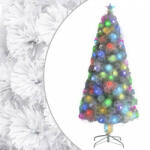 vidaXL Fehér száloptikás megvilágított műkarácsonyfa 150 cm (328450)