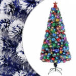 vidaXL Fehér és kék száloptikás megvilágított műkarácsonyfa 150 cm (328456)