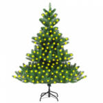 vidaXL Zöld megvilágított karácsonyi Nordmann műfenyő 210 cm (3077475)