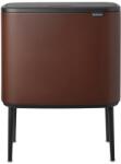 Brabantia Bo Touch Bin nyomófedeles szelektív hulladékgyűjtő, magasított, lábakon álló, műanyag tartály, 11+23L - X+J méret, acél, égetett umbra barna ásványi textúra - 208621 (208621)
