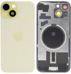 Apple iPhone 15 - Hátsó üveg + Kamera lencse + Fémlemez + Magsafe mágnes (Yellow), Yellow