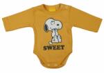  Pamut Snoopy hosszú ujjú baba body - Mustár (74)