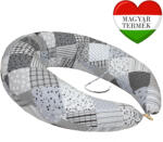 Scamp formázott gombosvégű párna pamut huzattal/Szürke patchwork () (SZPG016)