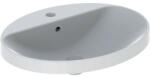 Geberit Lavoar oval Geberit Variform 60x48 cm, cu preaplin si orificiu baterie, montaj incastrat, alb (GEC500.725.01.2)