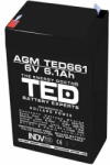 TED Electric Оловна Батерия TED ELECTRIC 6V, 6.1Ah, 70/ 47/ 100 mm, AGM (TED-6V-4.5-AGM)