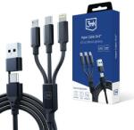 3MK Cablu Date si Incarcare USB-A / USB-C - Lightning / microUSB / USB-C 3MK Hyper, 12W, 1.5m, Negru
