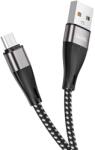 hoco. USB töltő- és adatkábel, microUSB, 100 cm, 2400 mA, törésgátlóval, gyorstöltés, QC, cipőfűző minta, Hoco X57 Blessing, fekete (RS131029) (RS131029)