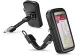 Haffner Univerzális kerékpárra/motorkerékpárra szerelhető, por- és cseppálló telefontartó 5.5-6.3'' méretű készülékekhez - fekete - rexdigital