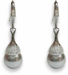Ragyogj. hu Swarovski gyöngy ezüst fülbevaló - Light grey (glam624)