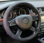 Autolife Műbőr kormányvédő 38cm fekete-pink 2394P (2394P) - olaj