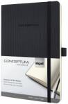 Sigel Conceptum notesz, vonalas, A5, 14, 8x21cm, fekete, számozott oldalak, gumipánt, Softcover (C0321)