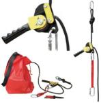  Ereszkedő mentőkészlet Escape 3 karabiner hevederhurok kötél piros/sárga 30m (AR010)