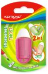 Keyroad Hegyező, 2 lyukú, radírral, 1 db/bliszter, Keyroad Twist, vegyes színek (54332) - upgrade-pc